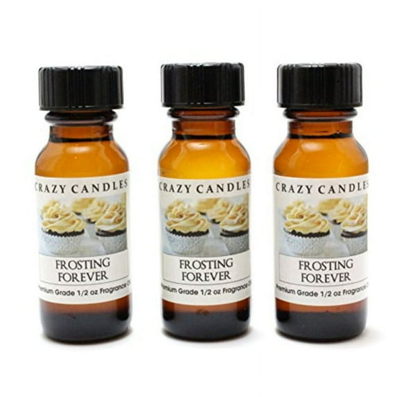 frosting forever 3 bottles 1/2 fl oz each (15ml) premium grade scented fragrance oil by crazy candles (creamy buttery birthday cake frosting aroma)