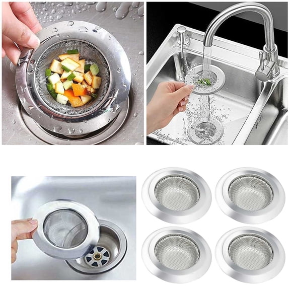 fsxdhpcsgfc 1PC Kitchen Bathroom Clogging Sewer Debris Net For Shower Stainless Steel Strainer Kitchen Drain With Fine Mesh And Overflow Hole Heavy Duty Strainer Kitchen Faucet Strainer Bar Strainers