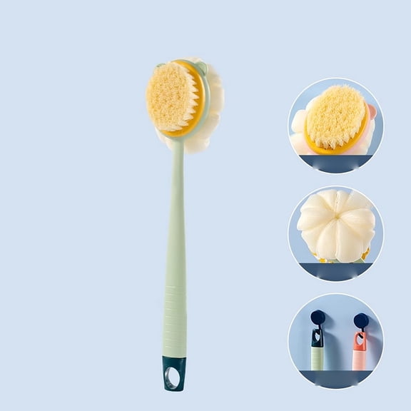 fsxdhpcsgfc 2 In 1 Bath Scrubber Back Brush 2026 Shower Brush With And Loofah Double Bath Back Scrubber With Long Handle For The Elderly Solar Spray Car Gel Concrete Stains And Dyes Water Based Spray