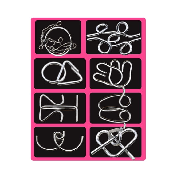 fsxdhpcsgfc 3D Montessori Metal Puzzle 8 Piece Metal Brain Teaser Puzzles For Adults Reverse Thinking Mind Games Metals Puzzle Ring Disentanglement With Carry Pouch For Party Alphabet Memory Game for