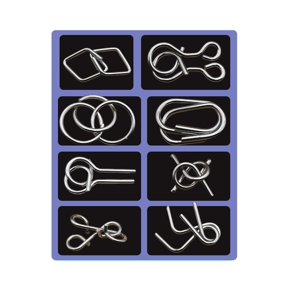 fsxdhpcsgfc 3D Montessori Metal Puzzle 8 Piece Metal Brain Teaser Puzzles For Adults Reverse Thinking Mind Games Metals Puzzle Ring Disentanglement With Carry Pouch For Party Alphabet Memory Game for