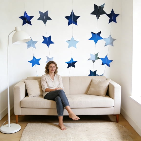 fsxdhpcsgfc 400cm Thinp Glitzer Stern Girlande Glitzer Gold Papiergirlande Sternengirlande Hängend Glänzend Sterne Banner Girlande Für Weihnachten Geburtstag Karneval Partydeko (7 Styles) Lighted