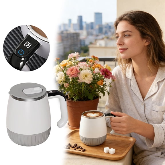 fsxdhpcsgfc Automatic Stirring Coffee Mug With Lid Self Stirring Coffee Mug With Temperature Display Rechargeable Self Stirring Mug Stainless Steel Mixing Cup For Coffee Milk Kitchen Cups Set Ceramic