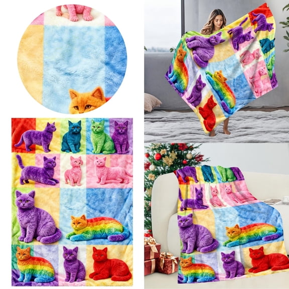 fsxdhpcsgfc Flannel Throw Blanket With Adorable Cat Design Cozy For Couch Bed Sofa down Lap Blankets And Throws Fall Couch Blankets Sized Fuzzy Blanket Organic Blanket His And Hers Blanket Size Light
