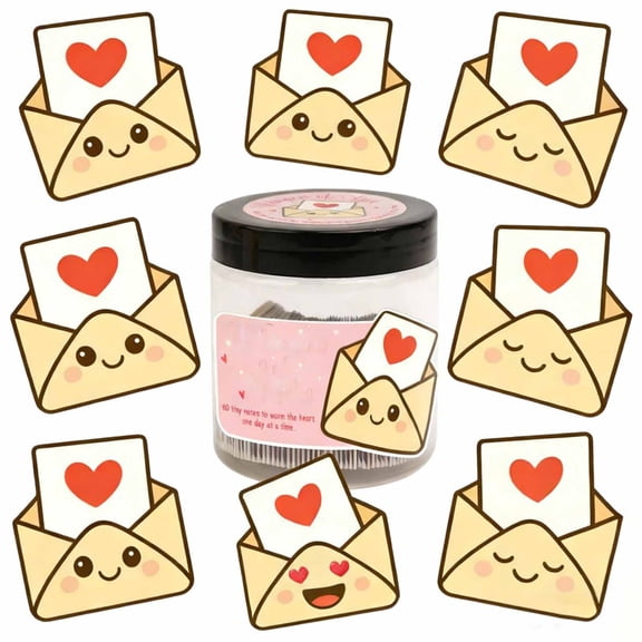 fsxdhpcsgfc Notes Jar – Cute Envelope Notes With 60 Messages Valentines Day For Him Her Keepsake For Couples Ready Jar