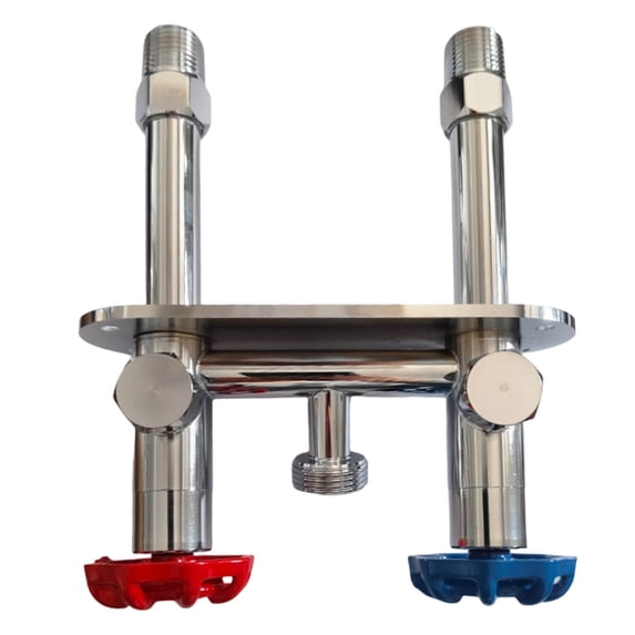 fsxdhpcsgfc Outdoor Water Faucet With No Frost Solid Brass Hot And Cold Spigot For Exterior Use 1/2" Inlet And 3/4" M GHT Hose Connection 5 Pas Max Pressure (2 Size) down Faucet Head 3/8 Stainless