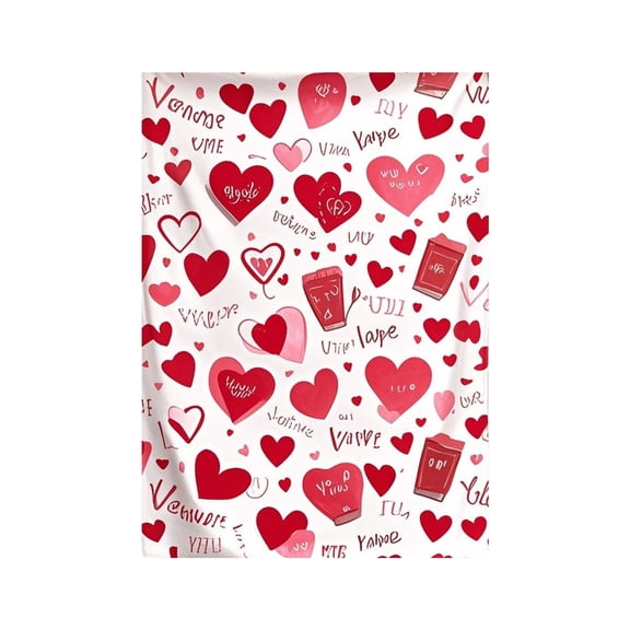 fsxdhpcsgfc Valentine's Day Heart Print Cozy Flannel Throw Blanket For Couples Cuddle Soft Warm Size Light Blanket Blanket Size Bed Fall Couch Blankets Throw Couch Blanket Softest Warm Elegant Home