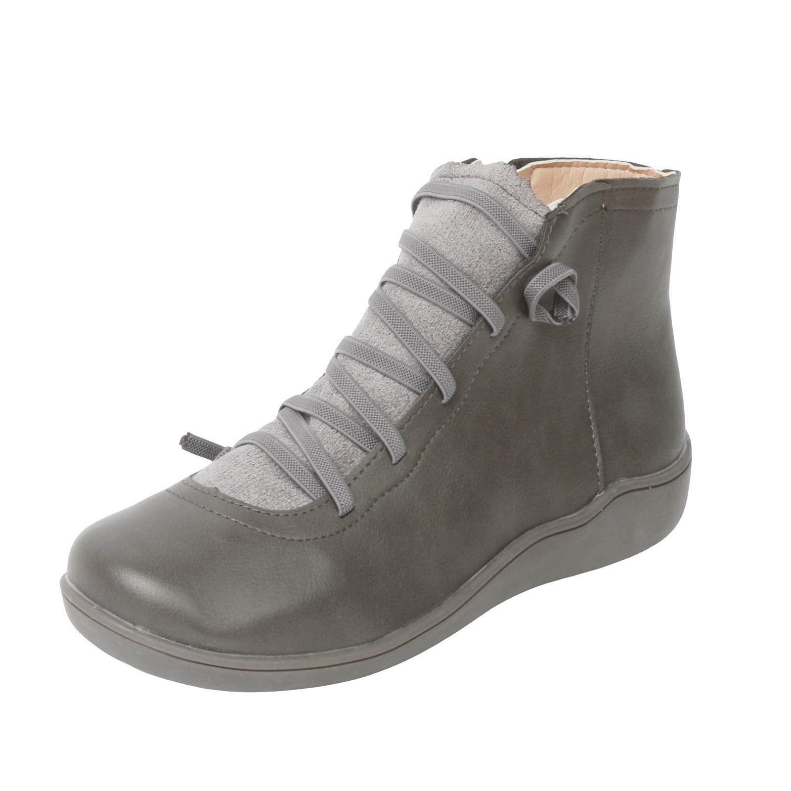 Women Vintage Pure Color Flat Ankle Boots