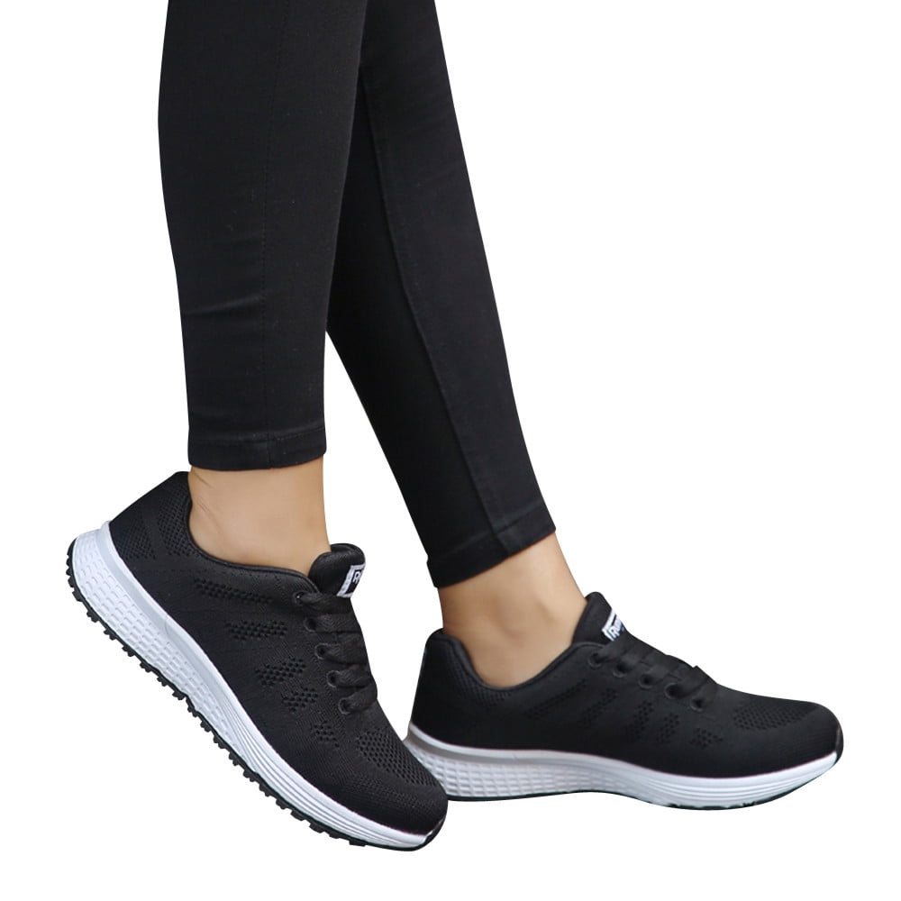 fukaraa Women's Lace Up Low Top Hiking Shoes Lightweight Solid Mesh Breathable Trekking Shoes