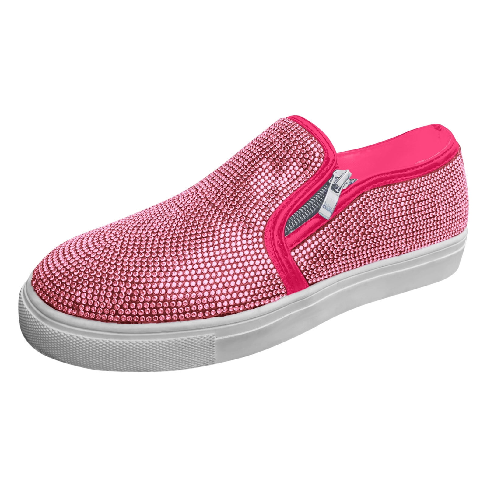 LING MEI Woman’s Fashion Platform Slip-On Glitter Sneakers Shoes Size 7. cheapest