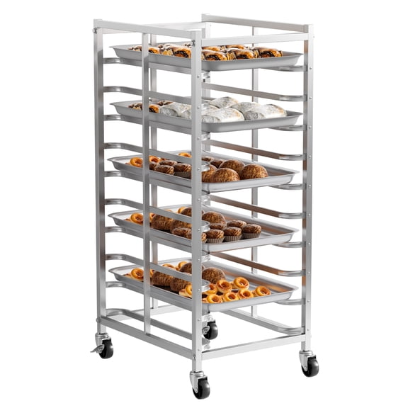 fukursul 10-Tier Half Sheet Pan Rack, Bun Pan Rack, Stainless Steel Bakery Rack, Commercial Kitchen Bakery Cooling Rack, Speed Rack with 4 Wheels for 18" x 23" Sheet Pan