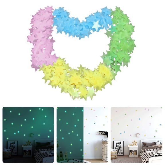 ful Glow Star Wall Stickers, 3×3cm Plastic Luminous Decals for Room Ceiling Home Decor R