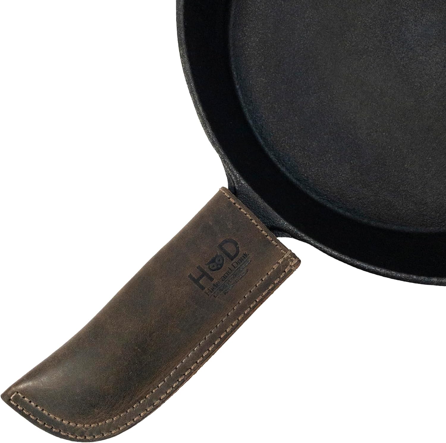 full grain leather hot handle, cast iron protector, panhandle potholder ...