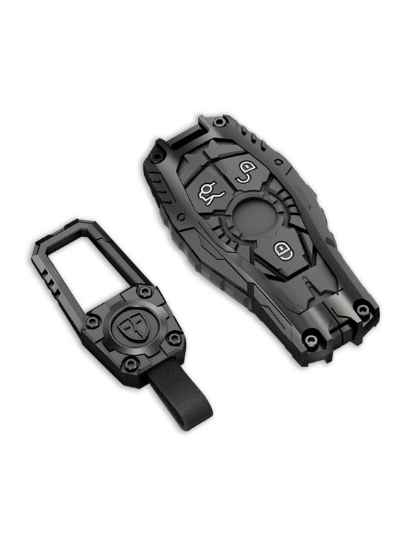full protection zinc alloy key case for mercedes-benz a, b, c, e, s, r, v, g, m, ml, cla, cls, gla, glc, gle, gls, sl, slc, glk, gl, slk class - key fob cover with keychain and smart key shell access