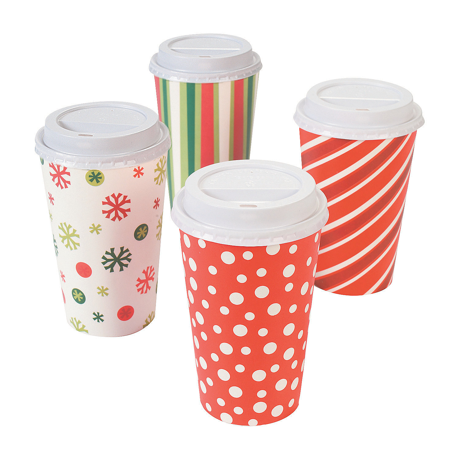 fun express 16 oz. paper bright christmas insulated coffee cups (12 cups)