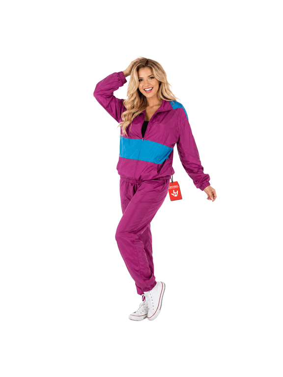 80s Windbreaker for Women, Retro Tracksuit Shell Suit, Vintage Costume for Adults, Stylish Track Suit