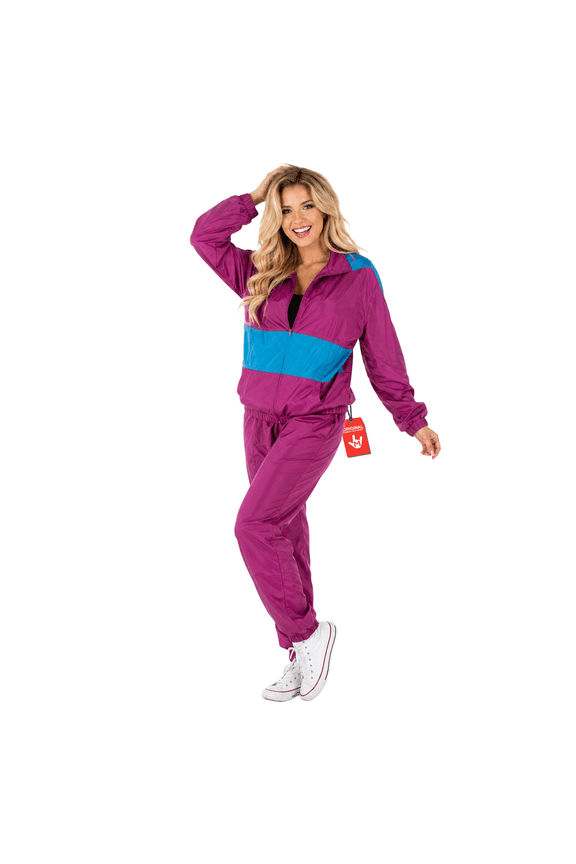 80s Windbreaker for Women, Retro Tracksuit Shell Suit, Vintage Costume for Adults, Stylish Track Suit