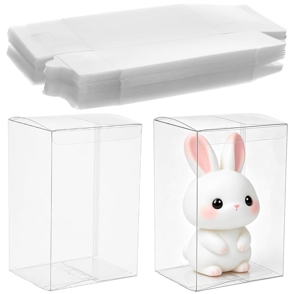 50 Pack Display Protector Boxes Compatible with Funko Pop Figures, Clear Rectangle Plastic Cases, Transparent Storage Holders for Figure Collectibles and Party Gift Packaging