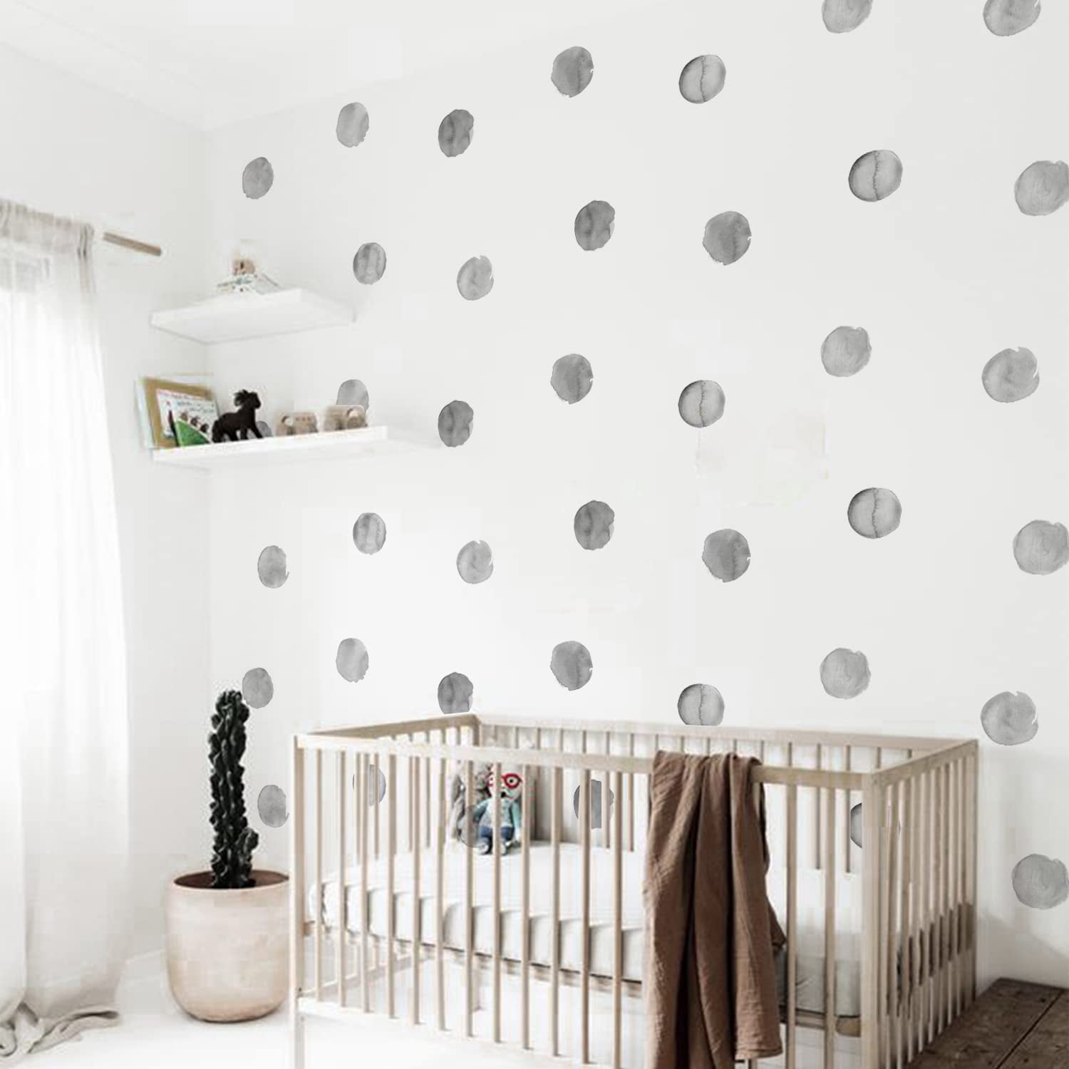 funlife Large Grey Polka Dots Wall Decals Peel and Stick, Self Adhesive