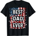 thumbnail image 1 of funny Best dad ever Fathers day papa US american flag T-Shirt, 1 of 4