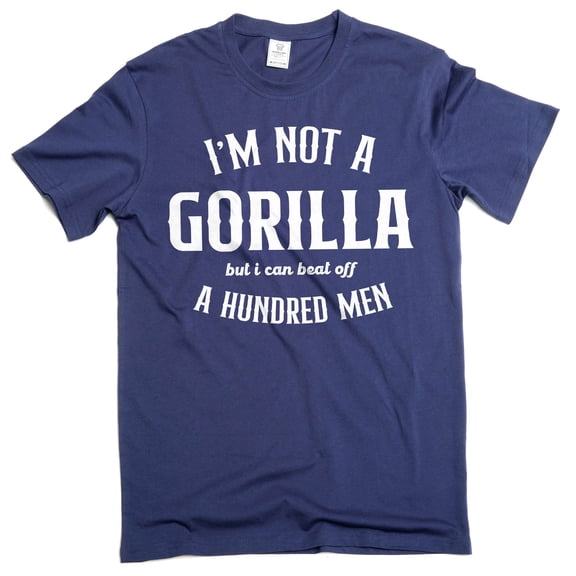funny Gorilla vs Men challenge tee shirt 100 Men vs 1 gorilla money T-shirt (3X-Large Navy Blue)