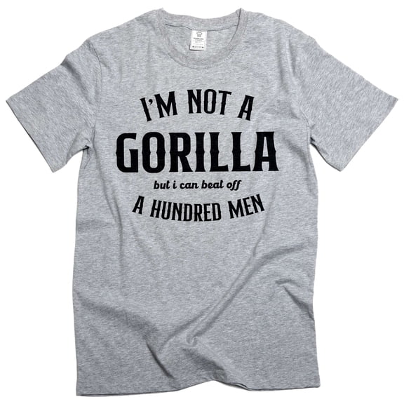 funny Gorilla vs Men challenge tee shirt 100 Men vs 1 gorilla money T-shirt (Small Grey)