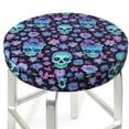 funny Skull pink flower Round Bar Stool Seat Covers, Elastic Round
