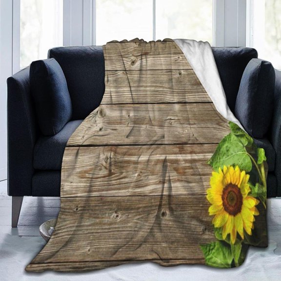 funny Sunflowers Fleece Plush Throw Blanket Comforter Faux Fur Soft Cozy Warm Fluffy Microfiber Fuzzy Blanket for Bed Couch Sofa Chair Fall Nap Travel Camp Picnic 50"x40"
