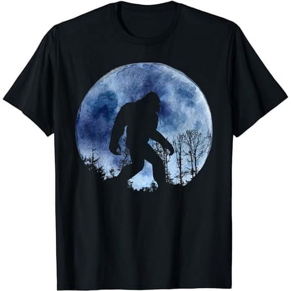 funny bigfoot sasquatch full moon hiking T-Shirt