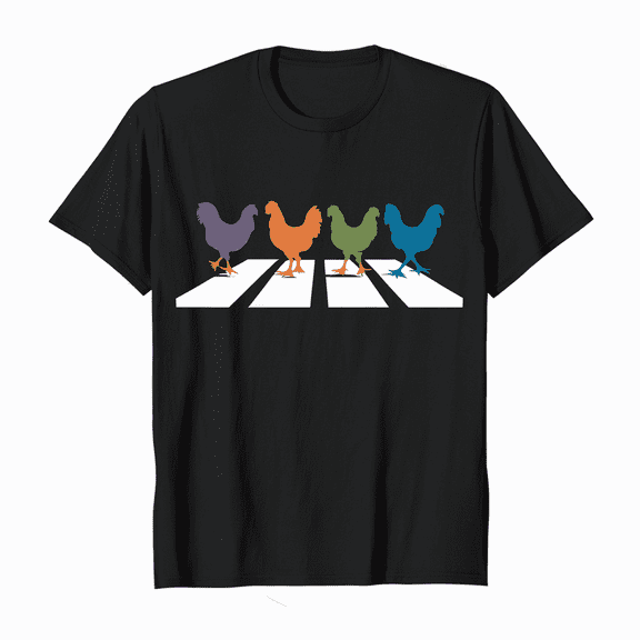 funny chicken Crossing Road Crosswalk Rooster farmer kid men T-shirt