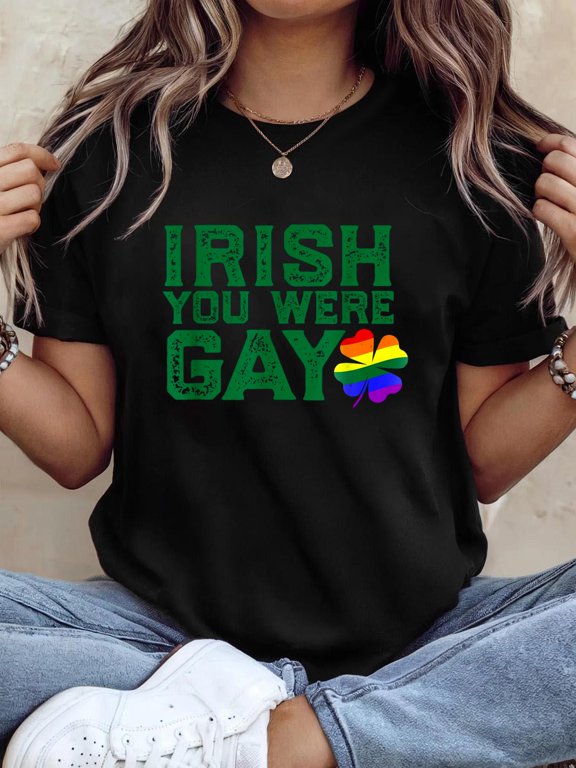 funny irish you st patricks dayt pride t shirt clover meme lettering casual round neck tee suitable for parties casual attire