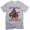 thumbnail image 1 of funny outta spells but not outta shells humorous wizard magician tee shirt (X-Large Grey), 1 of 6