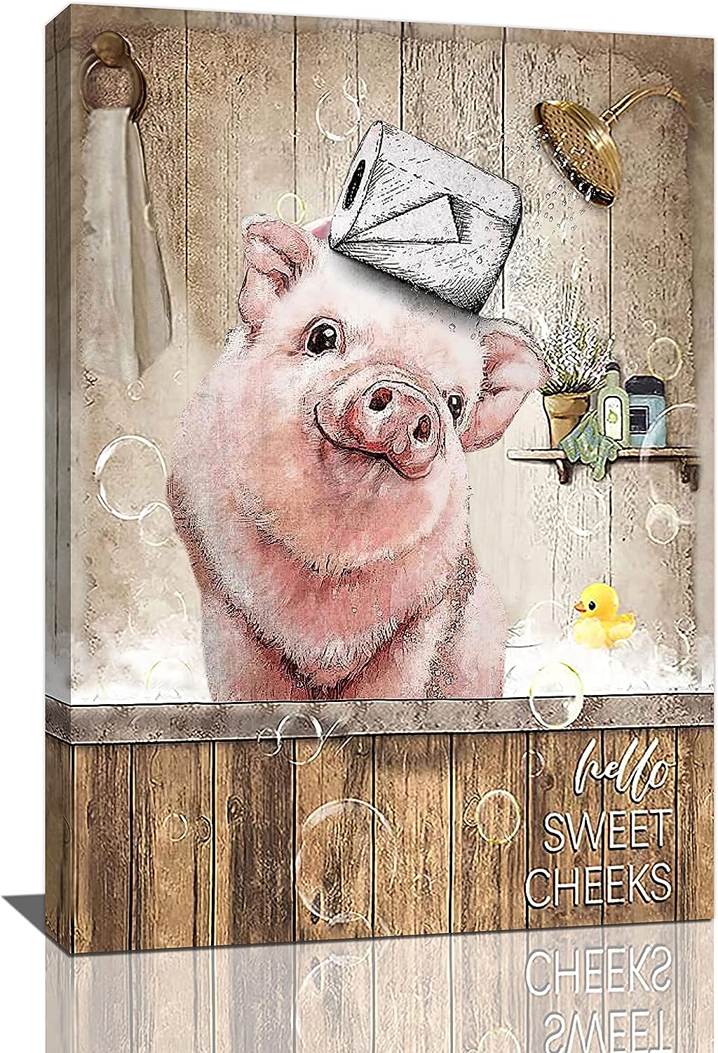 funny pig bathroom wall art Pink Pig Wall Decor Cute Farmhouse Animal