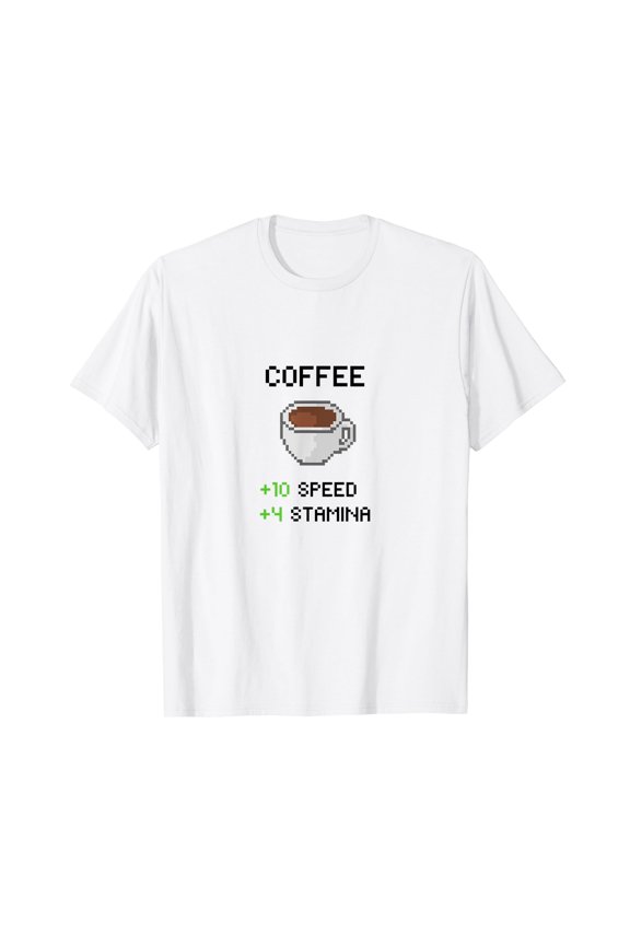 funny pixel art coffee lover geek gamer T-Shirt