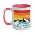 thumbnail image 1 of funny-retro-mountain-biking-sheep Two Tone Pink and White Coffee Mug, 1 of 2
