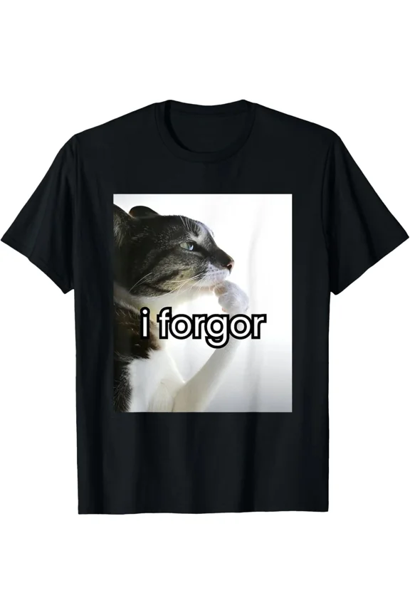 funny silly cat meme i forgor cringe brainrot meme T-Shirt