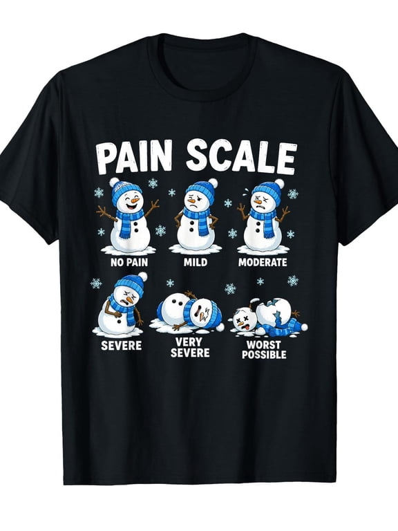 funny snowman pain scale christmas humor t shirt