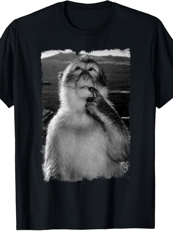 funny thinking monkey meme funny animal gen alpha meme t shirt boys and girls soft tops for casual spring summer style size 120 160