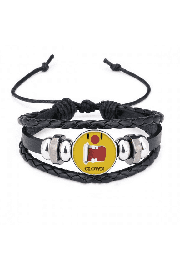 funny yellow clown emotion laugh bracelet braided leather woven wristband
