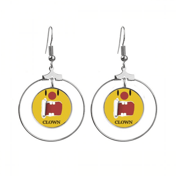 funny yellow clown emotion laugh earrings dangle hoop jewelry drop circle