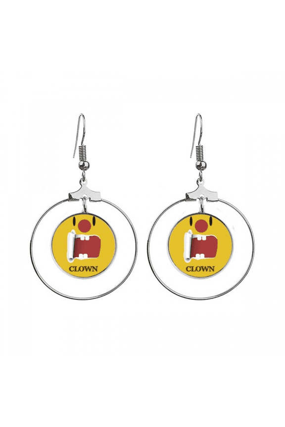 funny yellow clown emotion laugh earrings dangle hoop jewelry drop circle