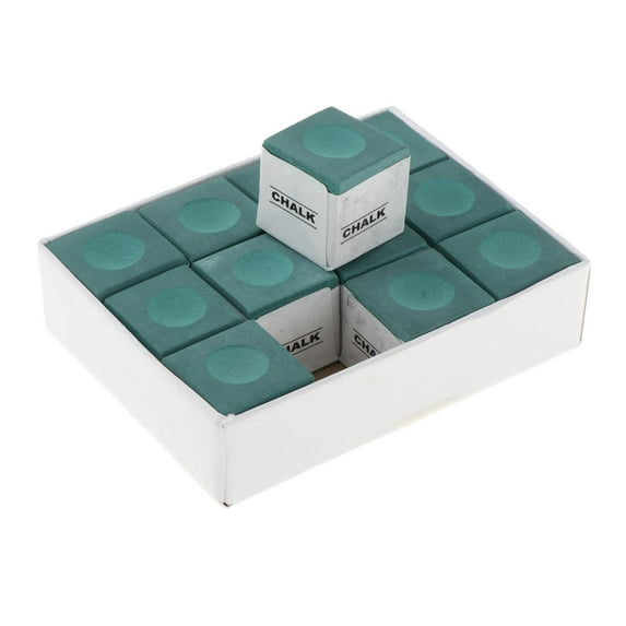 funtasica 12Pcs Pool Cue Chalks, Billiard Chalk, Easy to Use Pool Chalk Cubes, Pool Table Accessories Universal Cue Tips for Tournament Green