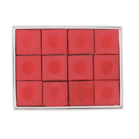 funtasica 12Pcs Pool Cue Chalks, Billiard Chalk, Easy to Use Pool Chalk Cubes, Pool Table Accessories Universal Cue Tips for Tournament Red