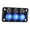 thumbnail image 1 of funtasica 12V 24V Toggle Switch Panel Mount Easy to Install Replacement Yacht Car 3 Gang Switch Panel Blue LED for Bus Marine Boat, 1 of 8