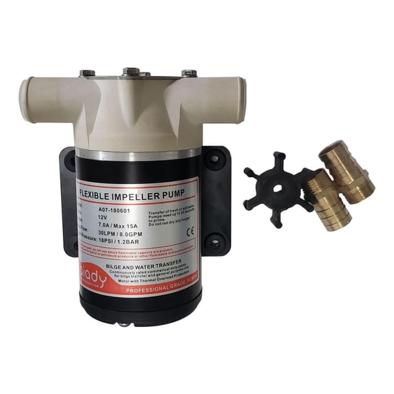 funtasica 12V 8 GPM 30 LPM Self Priming Centrifugal Impeller Bilge Pump Marine RV For Sea Water Fresh Water Salt Water Bilge Water