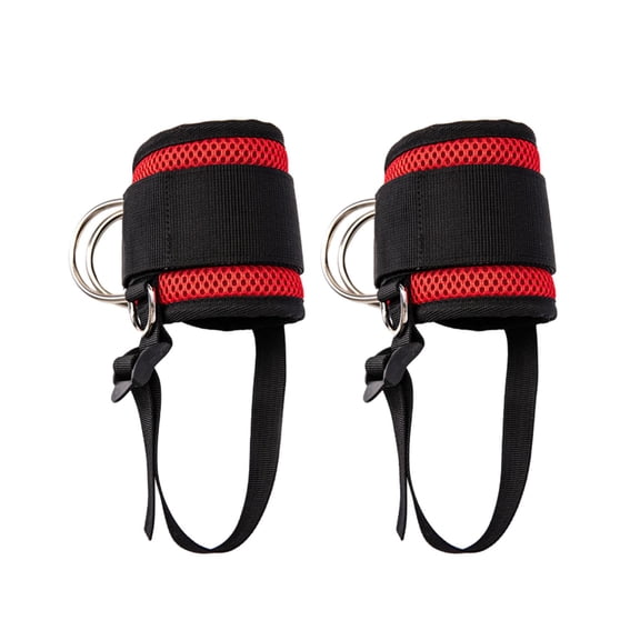 funtasica 2 Pack Ankle Straps for Cable Machines, Workout Cuff Attachments, Lower Body Exercises, Ankle Cuff, Kickback Ankle Strap for Fitness Red