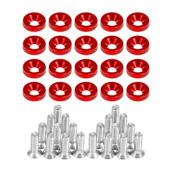 funtasica 20Pcs License Plate Screws Set for Cars Motorcycles Trucks Suvs with Washers red