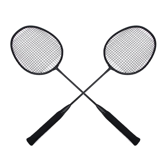 funtasica 2Pcs Professional Badminton Rackets Set Tennis Rackets Playing Lightweight for Beach Outdoor Sports Accessory Adults Beginners black
