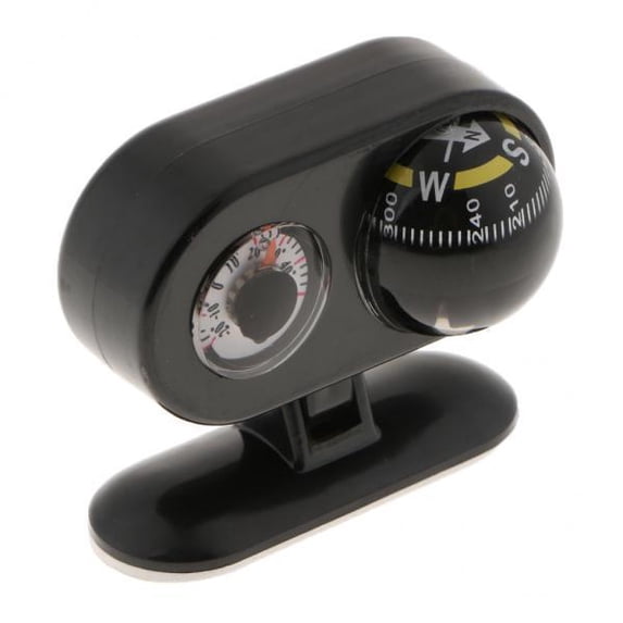 funtasica 3xTwo in Car Compass for Thermometer for Car Interior Decoration Black 3 Pcs