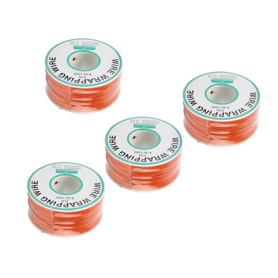 funtasica 4Pcs 250 Meter 30AWG PCB Solder Wrapping Wire Accessory for PCB Soldering Professional Tin Coated Copper Wire Wire Orange